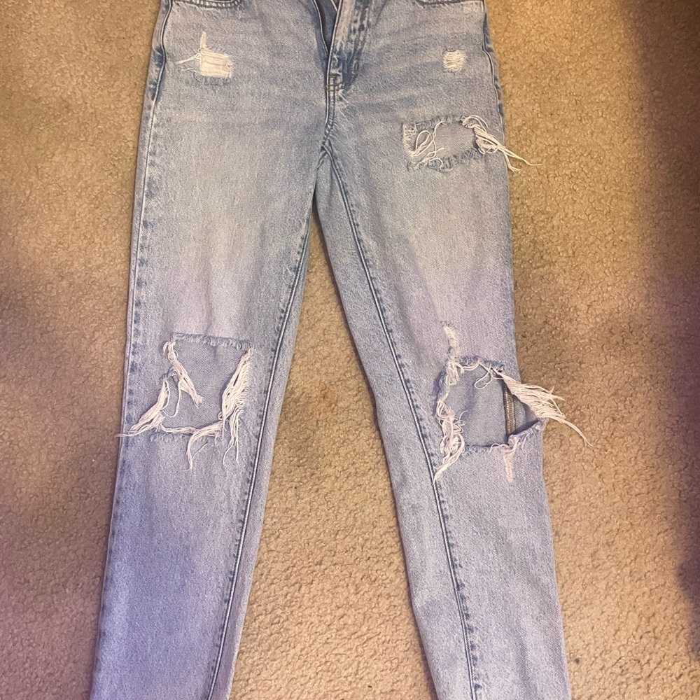 PacSun Light Blue Distressed Straight Leg Jeans